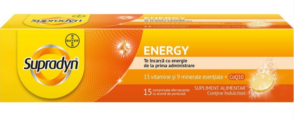 Multivitamine si minerale Supradyn Energy cu Coenzima Q10, 15 comprimate efervescente, Bayer