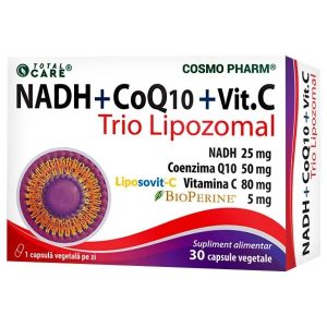 NADH + COENZIMA Q10 + VITAMINA C – Tio Lipozomal, 30 capsule vegetale, Cosmopharm