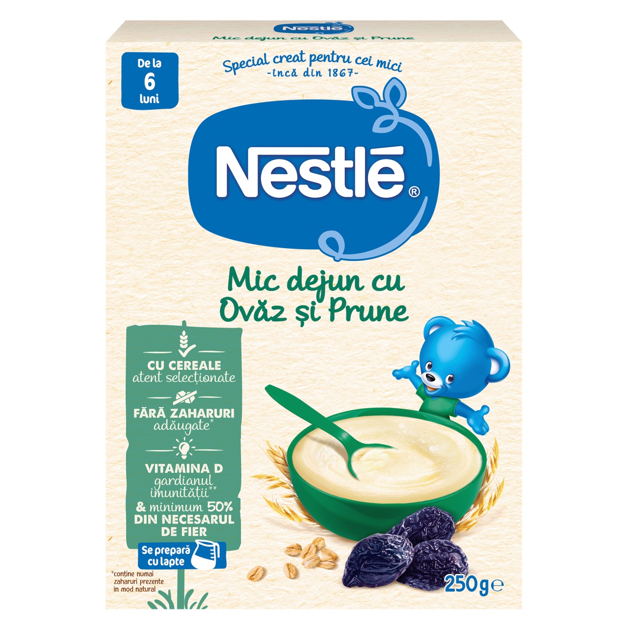 Nestle Ovaz si Prune, 250g – Mic dejun pentru bebelusi 6+ luni