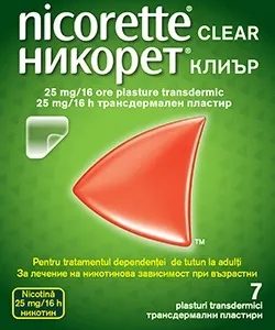 Nicorette Clear 25mg/16h, 7plasturi transdermici, Kenvue