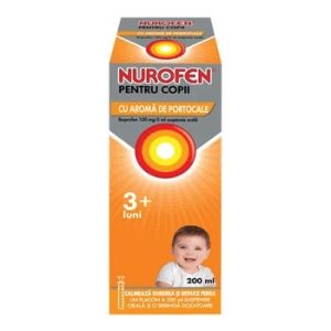 Nurofen sirop 100mg/5ml cu aroma de portocale pentru copii 3 luni+, 200ml, Reckitt