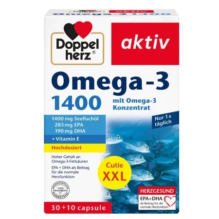 Omega 3 1400mg XXL Doppelherz, 40 capsule (30 + 10 gratis) Cutie X.X.L.