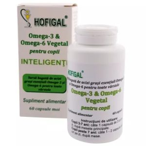 Omega 3-6 vegetal pentru copii, 60 capsule, Hofigal