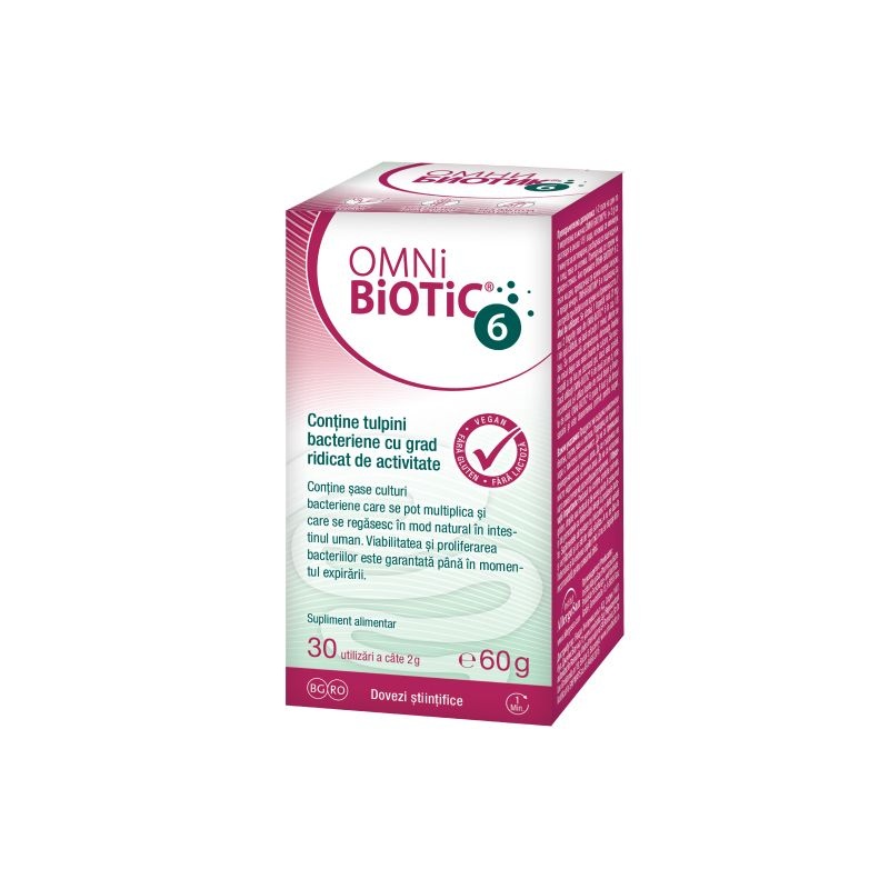 Omni Biotic 6 probiotice echilibrarea florei intestinale, 60 g pulbere