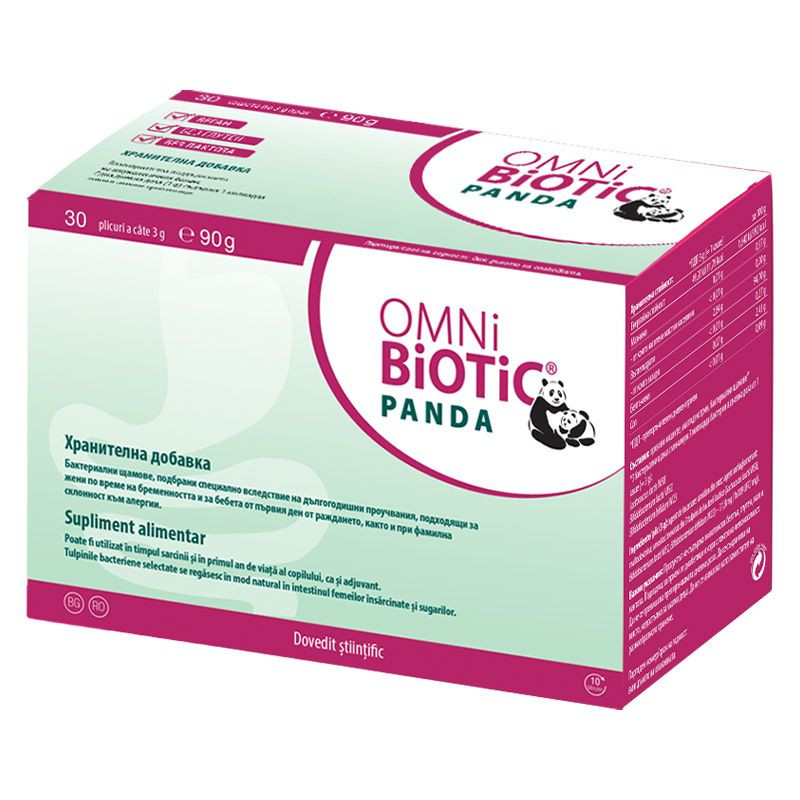 Omni Biotic Panda probiotice pentru reechilibrarea florei intestinale la gravide si sugari, 30 plicuri