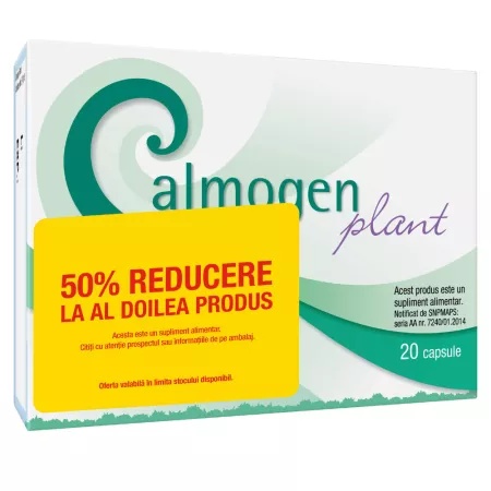 Pachet 1+1-50% Calmogen Plant, 20+20 capsule, Perrigo