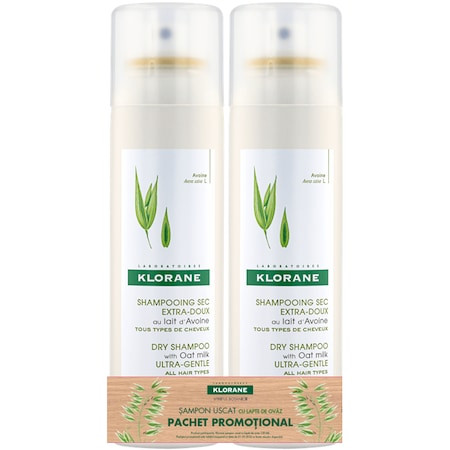 Pachet 2 x Sampon uscat cu lapte de ovaz Klorane, 150 ml