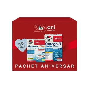 Pachet Aktiv Omega 3 1400mg, 30 capsule + Aktiv Mg 375mg Direct+B6+B12+acid folic, 20 plicuri, Doppelherz