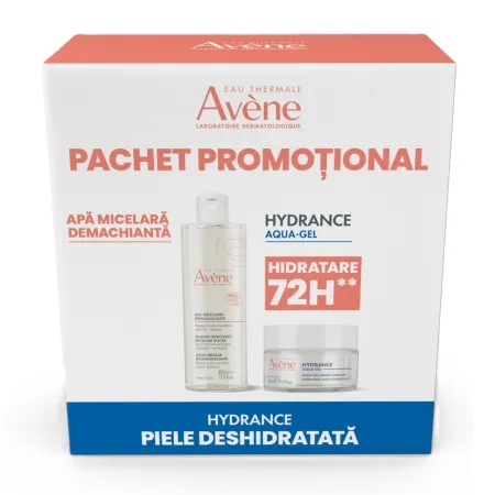 Pachet Apa Micelar Demachiantă (400 ml) + Cremă Hidratantă de Față Aqua Gel Hydrance (50 ml), Avene