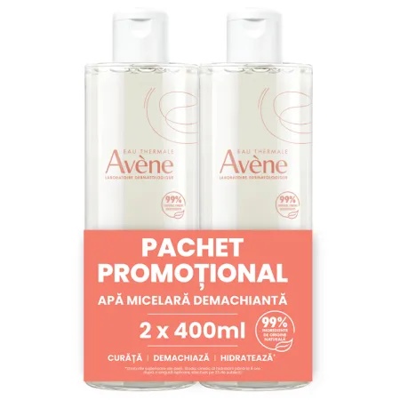 Pachet Apa micelara demachianta, 400 ml + 400 ml, Avene