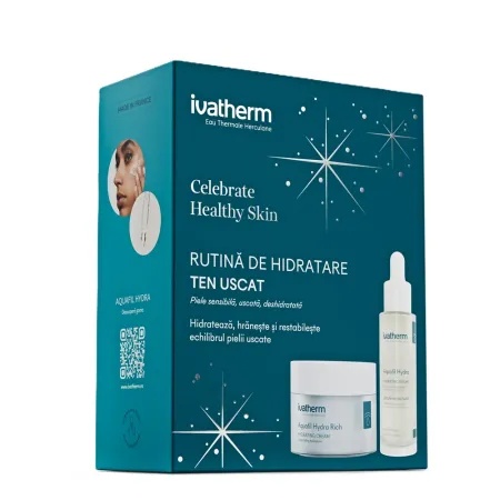 Pachet Aquafil Hydra: Ser 30ml + Crema Rich 50ml - Ivatherm