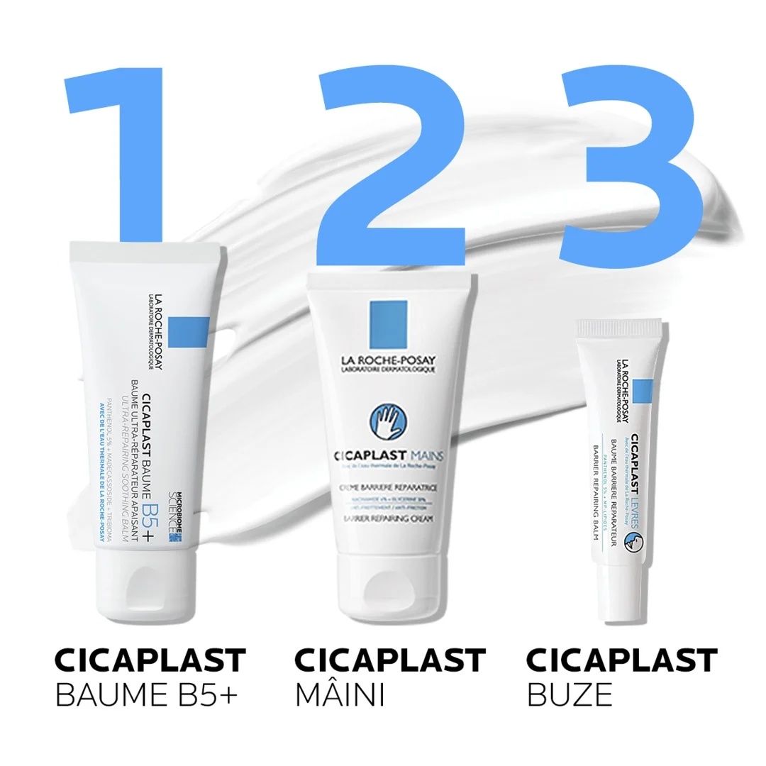 Pachet Cicaplast – Tratament Reparare Piele Uscata, Maini si Buze | La Roche-Posay