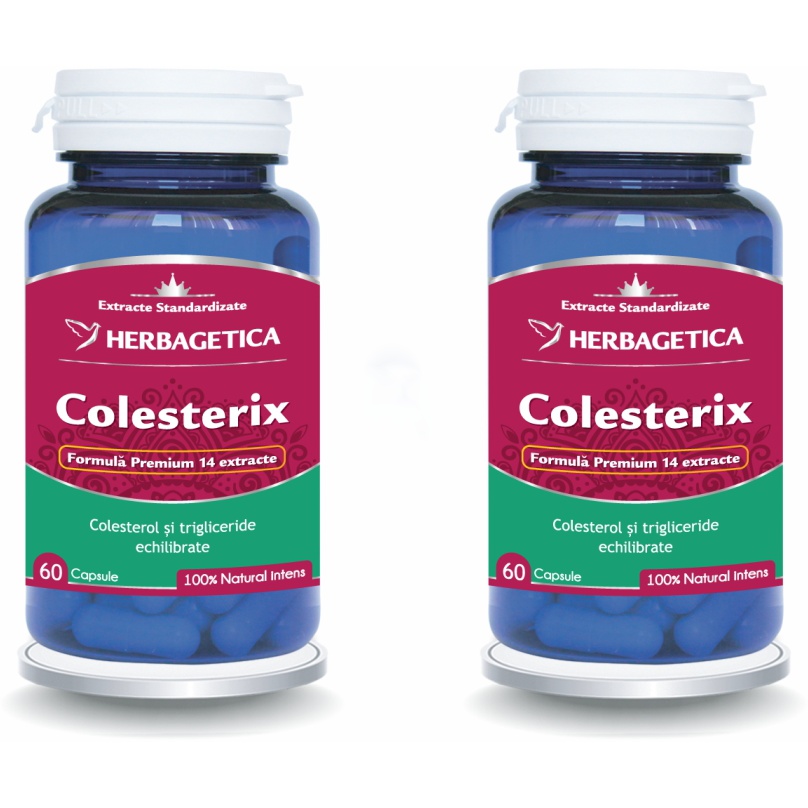 Pachet Colesterix, 2 x 60 capsule – Herbagetica (Promo)