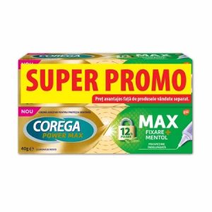 Pachet crema adeziva Max Fixare + Mentol pentru proteze, 40g, 2 bucati, Corega