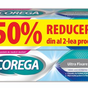 Pachet crema adeziva pentru proteze Ultra Fixare Neutro, 40g, 1+1-50%, Corega