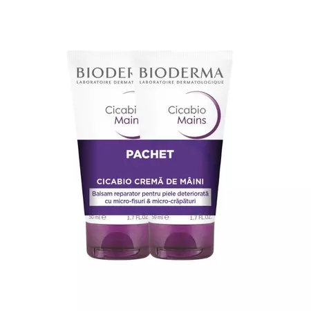 Pachet Crema de maini Cicabio, 50ml, 1+1-50%reducere, Bioderma