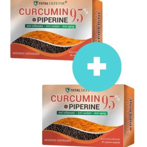 Pachet Curcumin + Piperine 95%, 30 capsule, 2 bucati, Cosmopharm
