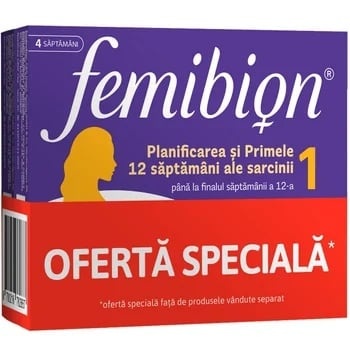 Pachet Femibion 1 Planificare si Sarcina, 2 x 28 comprimate, Dr. Reddys