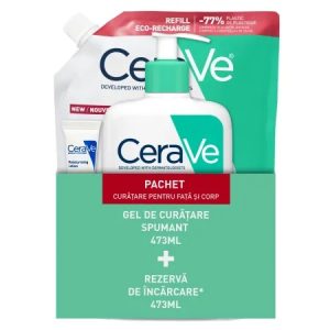 Pachet Gel spumant de curatare, 473ml + Rezerva Gel spumant de curatare, 473ml, CeraVe