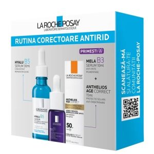 Pachet Hyalu B5 Serum, 30ml + Anthelios Age Correct, 15ml + Mela B3 Serum, 10ml, La Roche-Posay