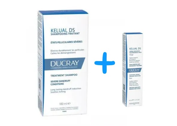 Pachet Kelual DS Sampon anti-scuame anti-recidiva, 100ml + Kelual DS Crema, 40ml, Ducray