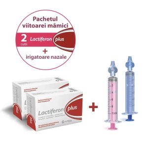 Pachet Lactiferon plus, 20 comprimate, 2 cutii + 2 irigatoare nazale de copii, Meditrina