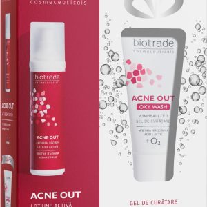 Pachet Lotiune Activa Acne Out, 60ml + Gel de curatare Acne Out Oxy Wash, 50ml, Biotrade