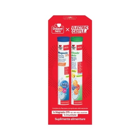 Pachet Magneziu 375 + B1 + B6 + B12 & Imunitate, Doppelherz, 30 comprimate efervescente