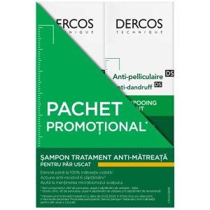 Pachet Sampon Dercos antimatreata pentru par uscat, 200ml, 2 bucati, Vichy