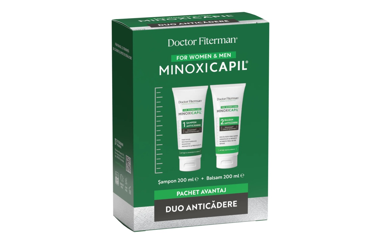 Pachet Sampon impotriva caderii parului Minoxicapil, 200ml + Balsam de par Minoxicapil, 200ml, Fiterman Fiterman