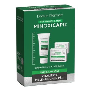 Pachet Sampon impotriva caderii parului Minoxicapil, 200ml + Minoxicapil, 30 capsule, 2 cutii, Fiterman