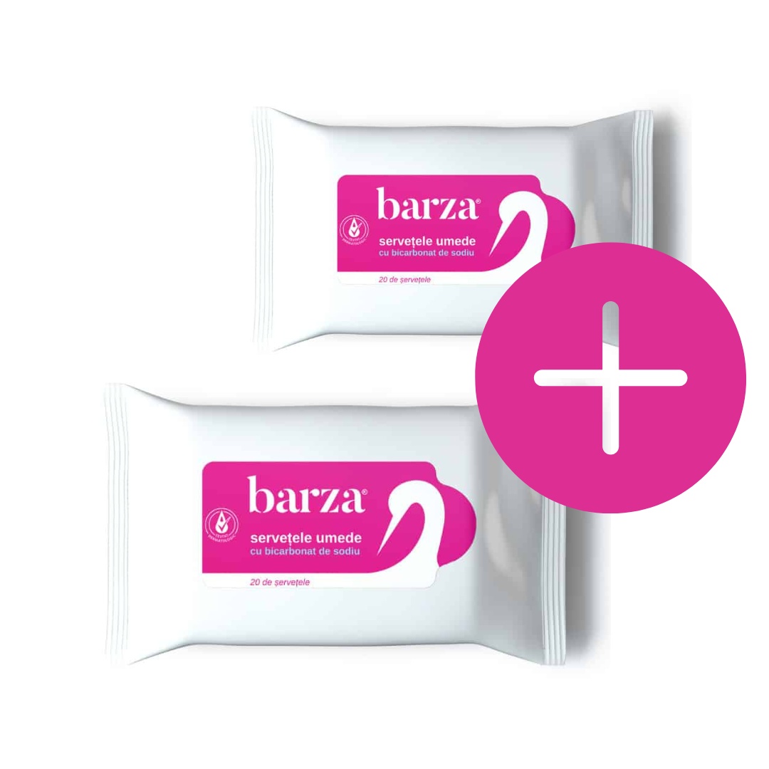 Pachet Servetele Intime cu Bicarbonat de Sodiu 1+1, Barza, 20+20 bucati