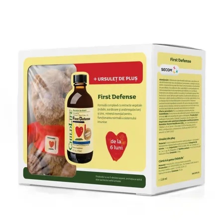 Pachet Sirop First Defense 118,5 ml + Ursuleț de pluș (Secom)