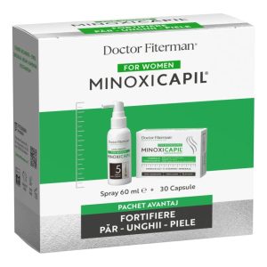 Pachet Spray impotriva caderii parului pentru femei Minoxicapil, 60ml + Minoxicapil, 30 capsule, Fiterman