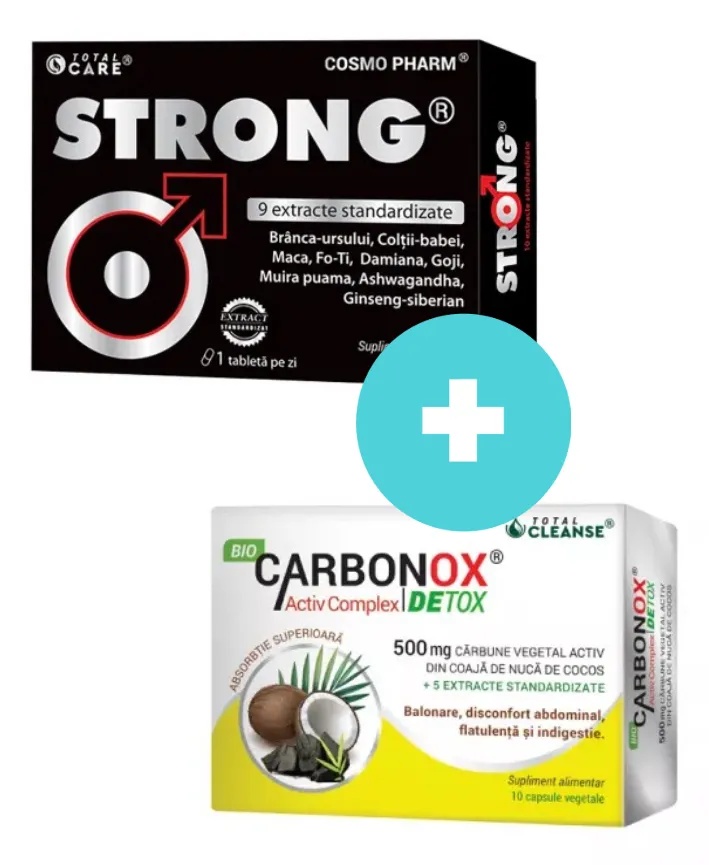 Pachet Strong, 30 tablete + BioCarbonox Activ Complex, 10 capsule, Cosmopharm