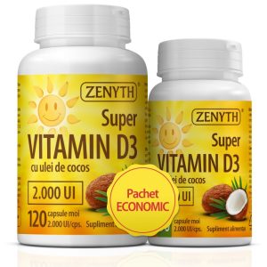 Pachet Supervitamina D3 , 120 capsule + 30 capsule, Zenyth