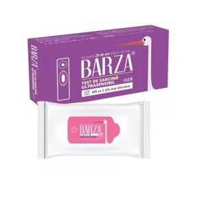 Pachet Test de Sarcina Ultrasensibil Caseta + Servetele Umede, 20 Bucati, Barza