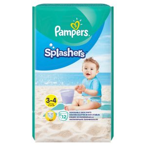 Scutece chilotel pentru apa Splashers Baby Shark, Marimea 3-4, 6-11 kg, 12 bucati, Pampers