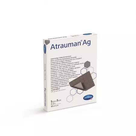 Pansament Atrauman cu unguent neutru si argint, 5 x 5cm, 10 bucati, Hartmann