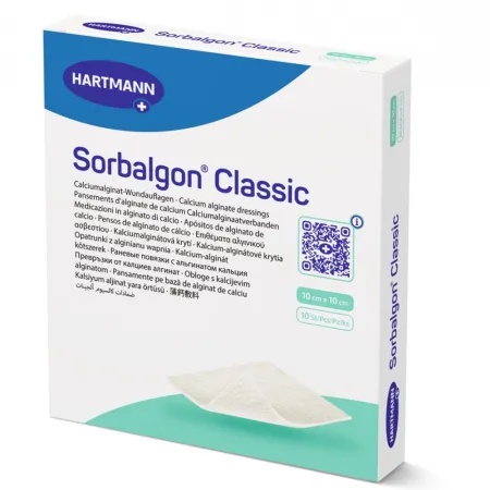 Pansament Sorbalgon Classic 10x10 cm, 10 buc – Hartmann