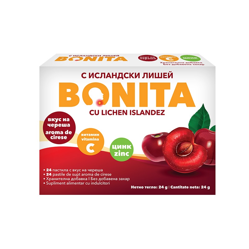 Pastile de Supt cu Aroma de Cirese – Bonita, 24 Bucati