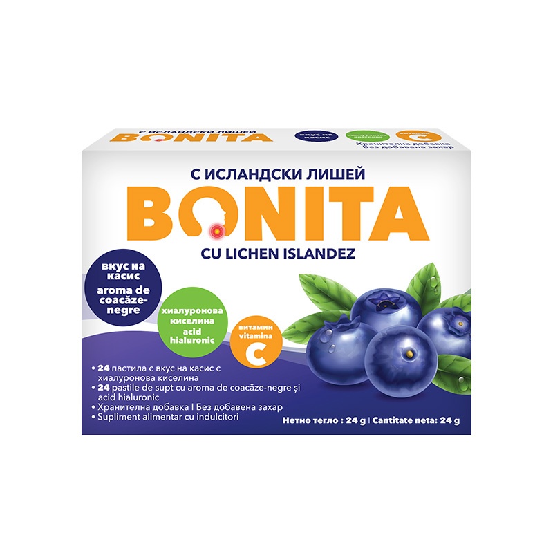 Pastile de Supt cu Aroma de Coacaze Negre – Bonita, 24 Bucati