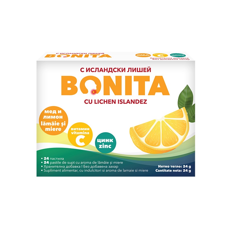Pastile de Supt cu Aroma de Lamaie si Miere – Bonita, 24 Bucati