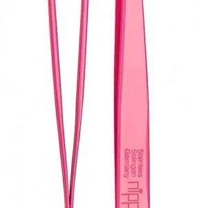 Penseta profesionala roz din inox cu varf inclinat, 727, 1 bucata, Nippes