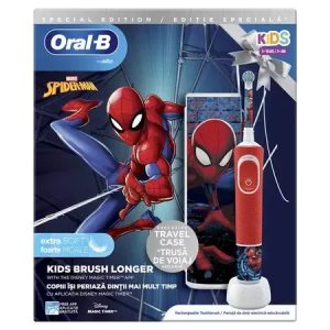 Periuta de dinti electrica pentru copii Vitality Spiderman D100.413.2KX, 3ani+, Oral B