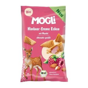 Pernite mini crocante cu crema de zmeura si migdale eco, 30g, Mogli