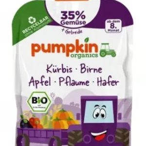 Piure bio de dovleac cu pere, mere,prune si ovaz 8l+, 100g, Pumpkin organics