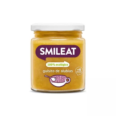 Piure Bio de legume cu fasole alba, vitel si ulei de masline +6 luni, 230 g – Smileat