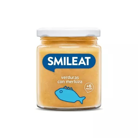 Piure Bio de legume cu merluciu si ulei de masline +6 luni, 230 g – Smileat