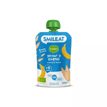 Piure Bio din banane, iaurt si ovaz +9 luni, 100 g – Smileat